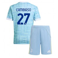 Stroje piłkarskie Juventus Andrea Cambiaso #27 Koszulka Wyjazdowej dla dzieci 2025-26 Krótki Rękaw (+ szorty)